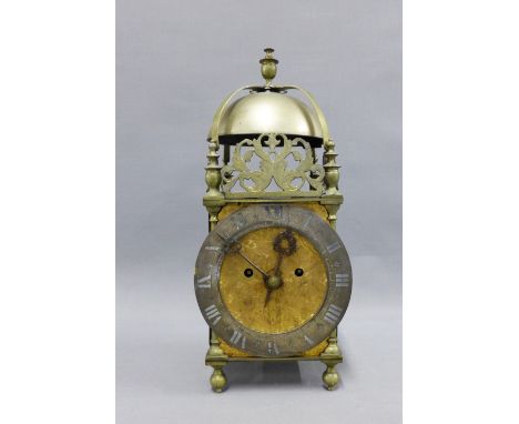 Brass lantern clock, inscribed Henry Ireland, at y Dyallin Lothbury, 40cm 