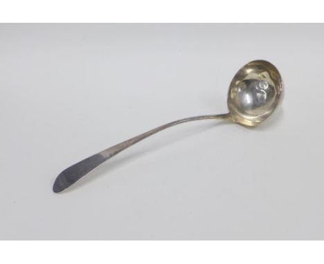 George III Scottish silver soup ladle, Edinburgh 1796, 35cm long