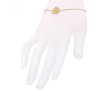 Diorette by Dior 18ct diamond and enamel Marguerite bracelet, signed, no. 009982, 3.8gm, 6.5" long (205)