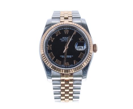 Rolex Oyster Perpetual Datejust rose gold and stainless steel gentleman's bracelet watch, ref. 116231, serial no. 10J9Vxxx, f