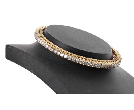 18k diamond set bangle, round brilliant-cuts, estimated 5.25ct approx in total,19gm, 70mm diameter (344)