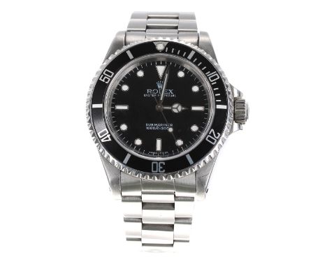 Rolex Oyster Perpetual Submariner stainless steel gentleman's bracelet watch, ref. 14060, circa 1995, serial no. W43xxxx, bla