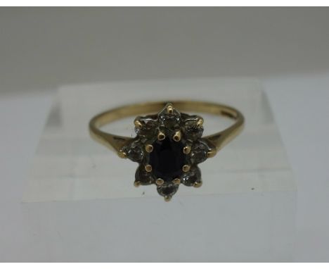 A 9ct gold and sapphire ring, weight 1.6g, size N