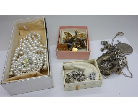 Silver jewellery, cufflinks, etc.
