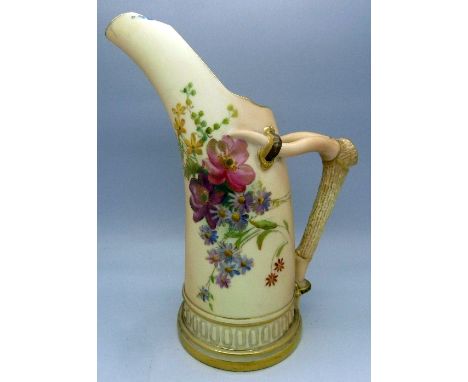 A Royal Worcester blush ivory tusk vase, 1900, pattern 1116, height 20.5cm