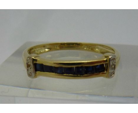 A 9ct gold, sapphire and diamond ring, weight 1.2g, size N