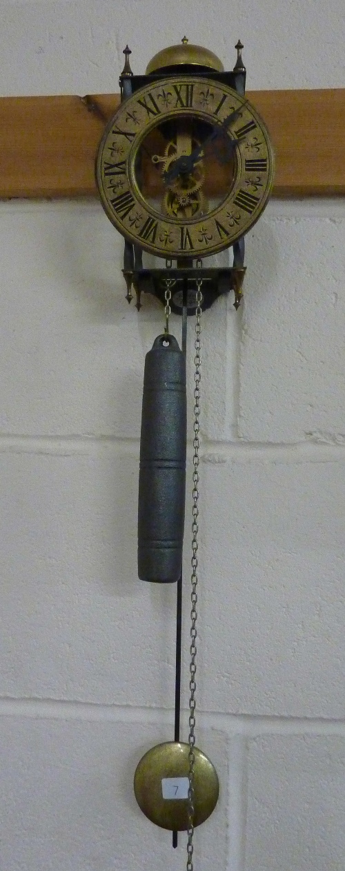 A German Haller lantern style skeleton wall clock