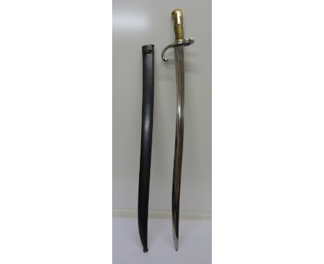 A French bayonet with scabbard, total length 71cm