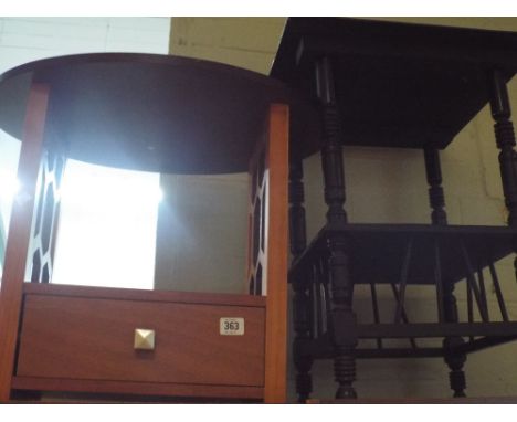 A ebonised occasional table and a modern lamp table fitted drawer in the base 