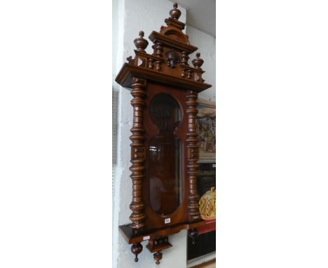 A Universal Vienna regulator wall clock in large carved case with dial weights and pendulum      Unfortunately platform has b