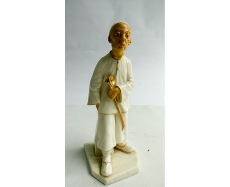 A Royal Worcester figurine Chinaman puce printed and impressed marks      Condition - no sign of damage and repair 