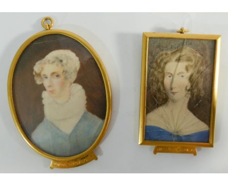 Miniature water colour portrait on ivory of Philadelphia Countess of Mar and Kellie i.e. and a water colour of Luda Stuart Me