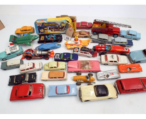 A large collection of Corgi, Matchbox and Dinky toy cars to include the Bat mobile in its original box, Chitty Chitty Bang Ba