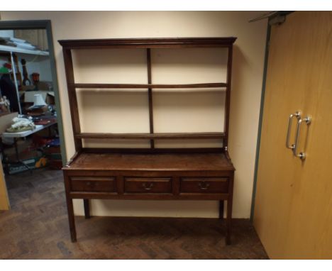 5' Antique oak dresser with open shelf back 3 drawers under 