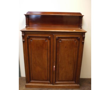 A 3'8 Victorian and mahogany tall chiffonier fitted cupboards with interior shelves and shelf back