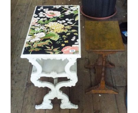 A small 2 tier coffee table and a small lamp table 
