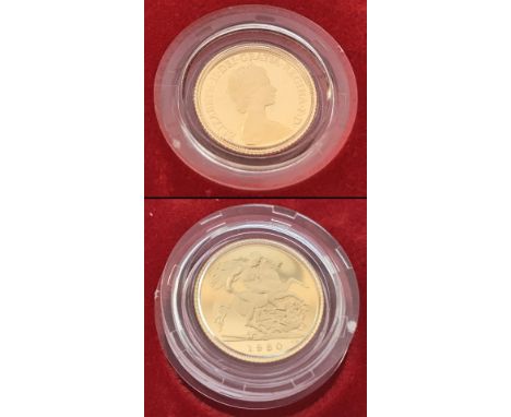 A cased 1980 Proof Half Sovereign gold coin with leaflet.  