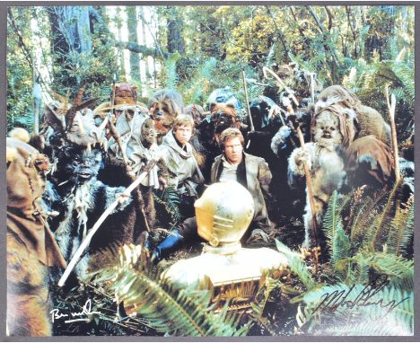 Star Wars - Return Of The Jedi (1983) - autographed 11x14" colour photograph signed by x2 Ewok actors; Brian Wheeler and Mich