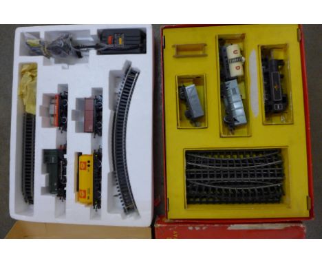 Two model railway sets; Tri-ang Railways R3.R and Hornby Railways Depot Diesel R700