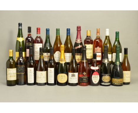 TWENTY THREE BOTTLES OF WHITE/ROSE WINE AND CAVA, mainly from Europe including Chablis, Sancerre and Pouilly-Fuisse (23)