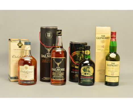 FOUR BOTTLES OF SINGLE MALT, comprising a bottle of The Dalmore Single Highland Malt Scotch Whisky, 12 years old, 43% vol. 1 