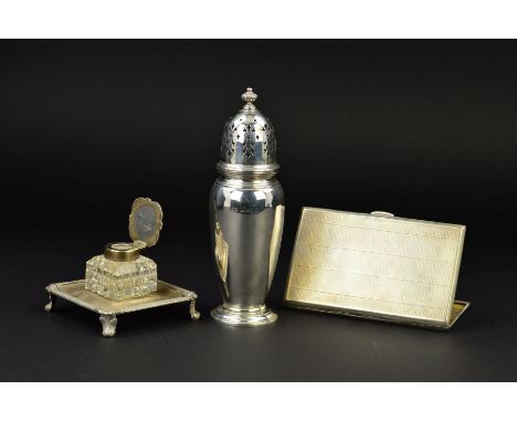 A GEORGE V SILVER SUGAR CASTER, of baluster form, knopped finial with foliate pierced sifter, stepped circular foot, maker Wi