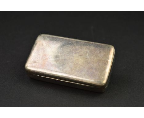 A GEORGE III SILVER RECTANGULAR SNUFF BOX, plain case, gilt interior, makers Richard Lockwood &amp; John Douglas, London 1802