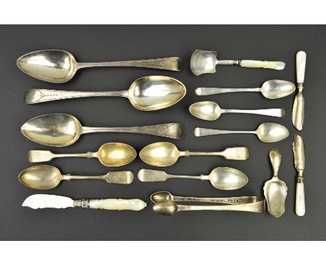 A PAIR OF GEORGE III IRISH PROVINICIAL SILVER BRIGHT CUT TEASPOONS, engraved initials, stamped 'STERLING and C T', possibly f