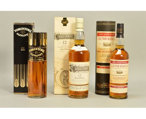THREE BOTTLES OF SINGLE MALT, comprising a bottle of Cragganmore Single Highland Malt Scotch Whisky, aged 12 years, 40% vol. 