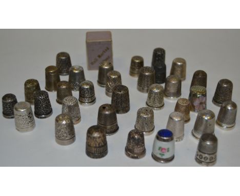 Silver Thimbles -  a Charles Horner silver thimble, two others;  others, 19th century and later; a continental silver and ena