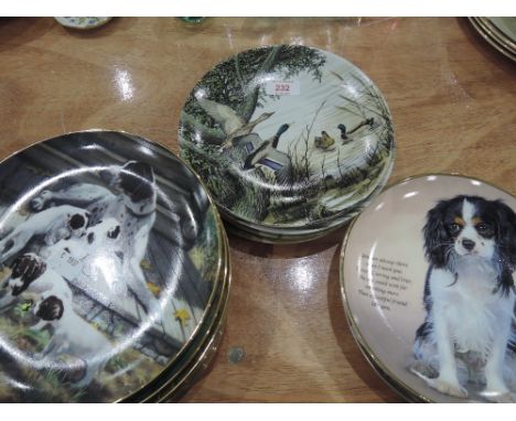 A collection of eight 'Classic Sporting Dogs' collectors plates by Robert Christie, four Royal Worcester 'Quiet Waters'  coll