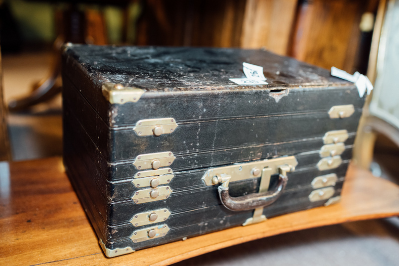 Late 19th. C. collector's coin case with brass mounts.