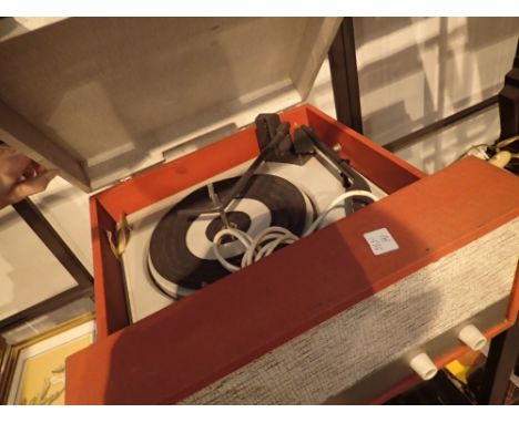 Dansette portable record player   CONDITION REPORT:  The electrical items included in this lot have been PAT tested and have 