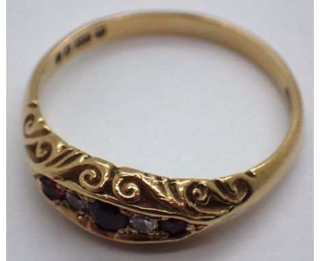 9ct gold ruby and diamond ring size M