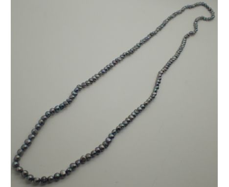 Genuine Baroque grey pearl necklace L: 34 inches