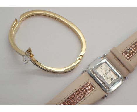 Swarovski Brasilia wristwatch and a crystal bangle boxed