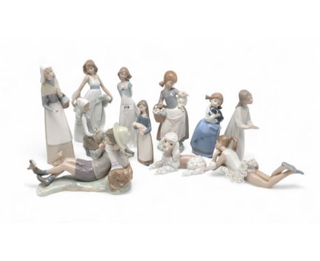 Assorted Lladro and Nao figures of mainly girls Condition Report:Available upon request