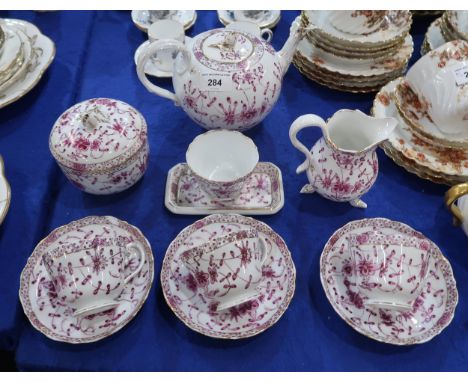 Meissen Indian Flowers tea wares comprising teapot, four cups, three saucers, milk jug and sugar bowl Condition Report:Very d