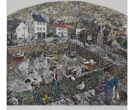 JOHN JOHNSTONE (SCOTTISH b.1941) &nbsp;CRAIL MEMORIES &nbsp;Etching in colours, signed lower right, numbered 20/120, 54 x 60c