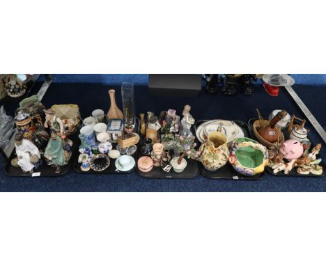 Assorted ceramics and glass including Chinese figures, Hummel figures, glass trees etc Condition Report:No condition report a
