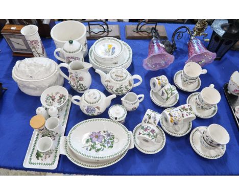 A Portmeirion Botanic Garden part dinner service comprising six dinner plates, side plates, six coffee cups, tea cups and sau