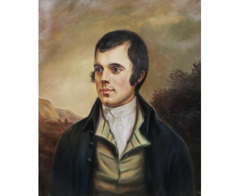 19th CENTURY SCHOOL &nbsp;BUST-LENGHT PORTRAIT OF ROBERT BURNS &nbsp;Oil on canvas, 60 x 50cm Condition Report:Available upon