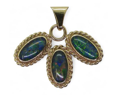 A 9ct gold three opal triplets pendant, weight 5.5gms Condition Report:Available upon request