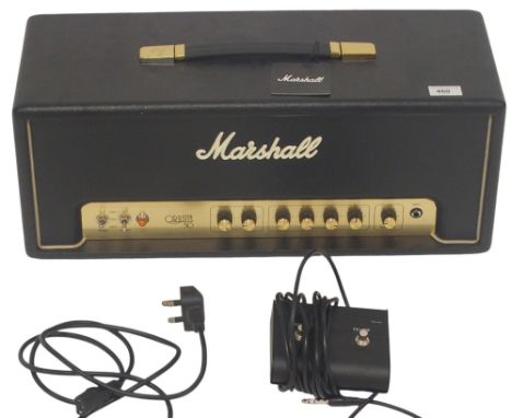 A Marshall Origin 50 Amplifier Head, 50 Watts, Model: ORI 50 H, a great example still with tags. Also a Marshall foot switch 