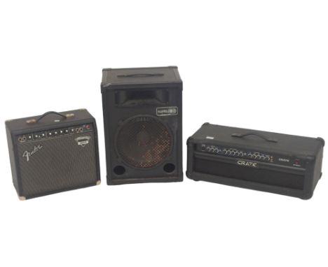 A Lot to include a Crate GT1200H Amplifier Head, 120 Watts, a Fender Champion 300 Amplifier, Serial no: IA04107760, and a Sun
