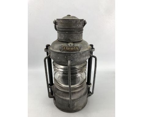 'Anchor' ships mast head lamp, approx 33cm in height, converted for electric and with bracket