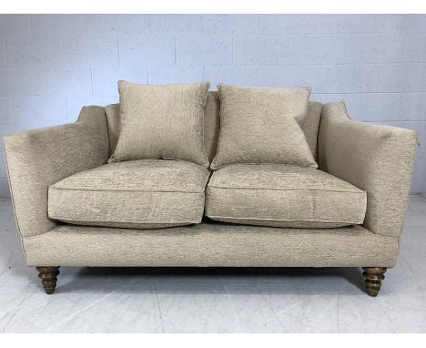 John Lewis two-seater cream upholstered sofa, approx 150cm x 100cm x 83cm tall at back
