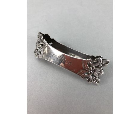 Silver marked 830 napkin ring engraved "Alice" 