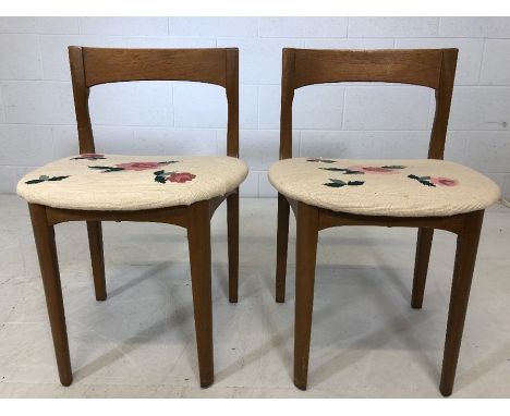 Pair of mid century chairs with tapestry seats