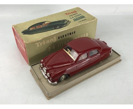 TRI-ANG Electric 2.4 Litre Jaguar, 1:20 scale, maroon, in original box 